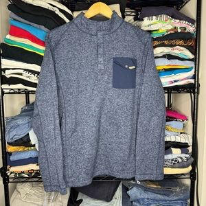 Woolrich Mens Size Medium QUARTER ZIP PULLOVER Sweater Blue LOGO Fleece